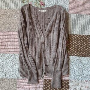 Old Navy light brown angora & cotton blend button-up fitted cardigan
